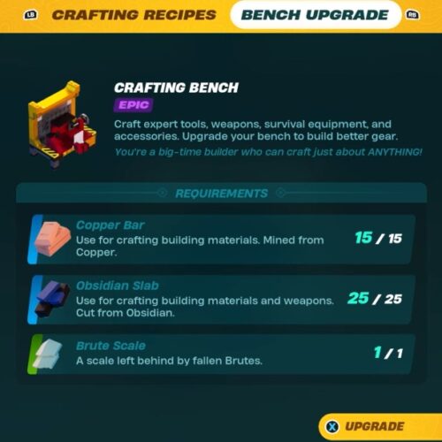 How To Upgrade Epic Crafting Bench In LEGO Fortnite