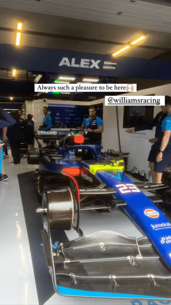 The Dutch beauty was all smiles as she toured the Williams paddock and took photos in front of Alex Albon's car before Zandvoort.