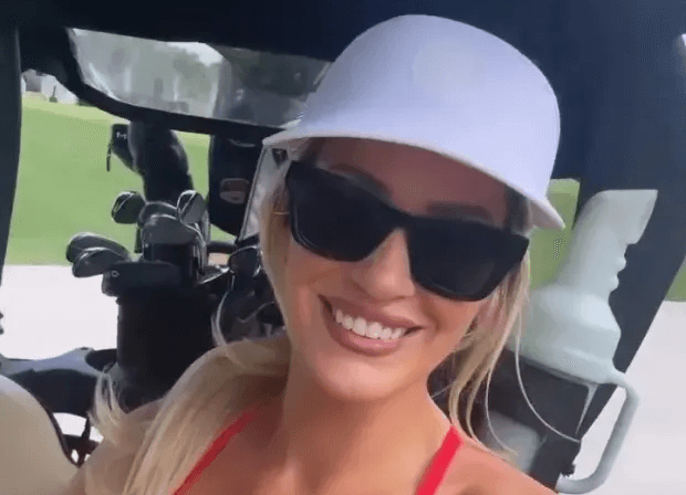 Paige Spiranac looks fantastic in her glamorous, low-cut red dress ...