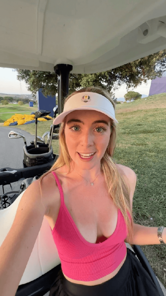 With her tiny pink crop top, golfer Grace Charis looks like Barbie