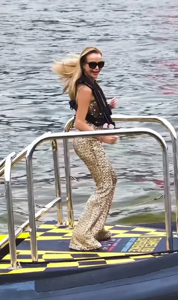 She wore the outfit for the final of Make Me A Millionaire 2024, sharing clips of her twinkling as she speeded down the Thames on a speedboat to announce the winner.