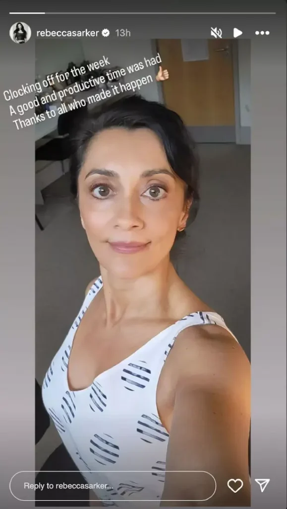 In a series of selfies, fans were preoccupied with Rebecca Sarker's incredible figure as she celebrated an emotional career milestone this week .