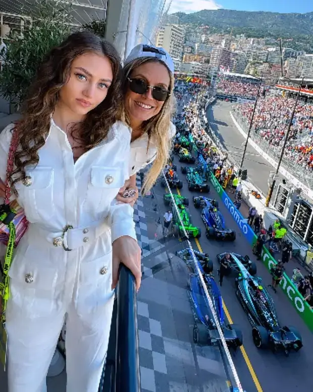 In her Instagram collection, Heidi, 50, shared a snap of herself with her kid while attending Formula One racing at the Circuit de Monaco.