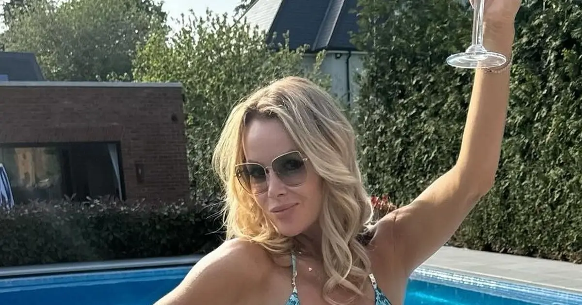 Followers were left speechless as Amanda Holden stripping down to a teeniest string bikini for a dip in the pool