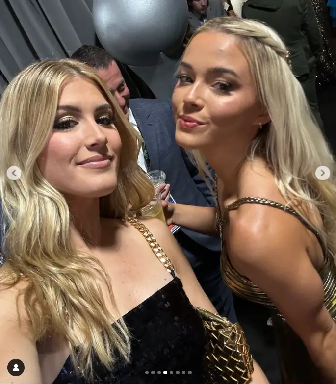 At the event, Dunne wore a gold dress and Bouchard wore a tiny sequin dress.