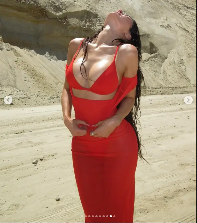 A red bikini top and matching dress adorned Kylie Jenner's latest collection for her fashion label Khy on Thursday morning.