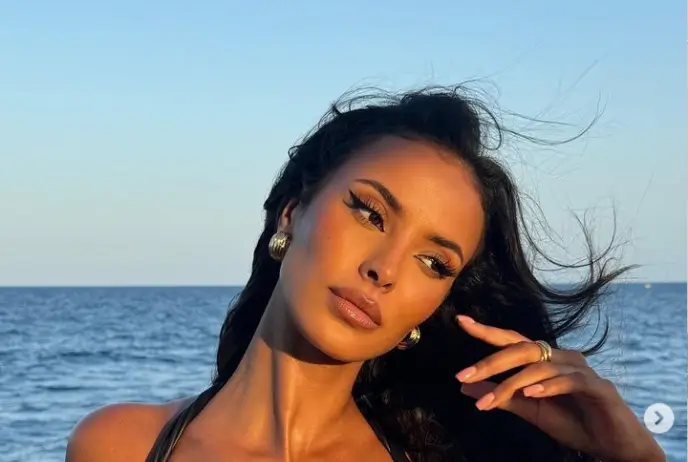 In a black, figure-hugging leather dress, Maya Jama, 30, looks stunning as she reveals unseen Love Island final pics from behind the scenes