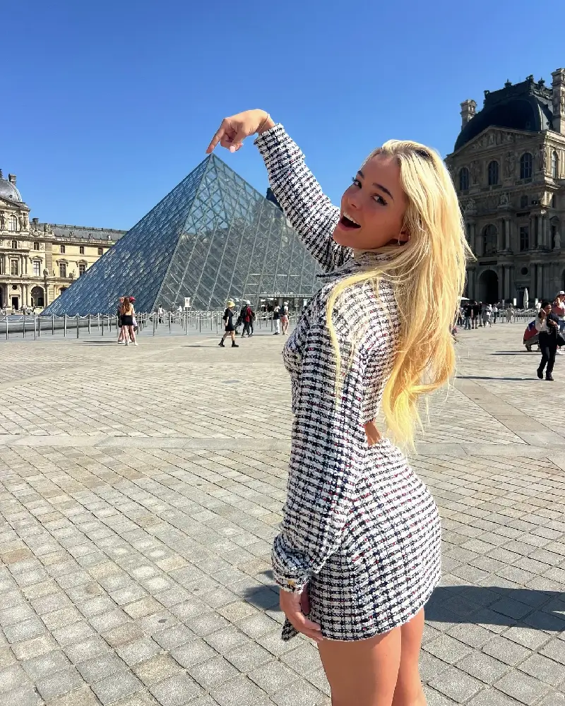 On Wednesday, Livvy stepped out in the two-piece outfit, taking in the sights of the French capital, such as the Louvre museum and the Arc de Triumph.