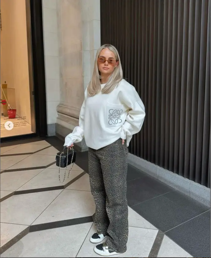 Molly-Mae Hague stunned fans by modeling a pair of wide leg leopard print jeans