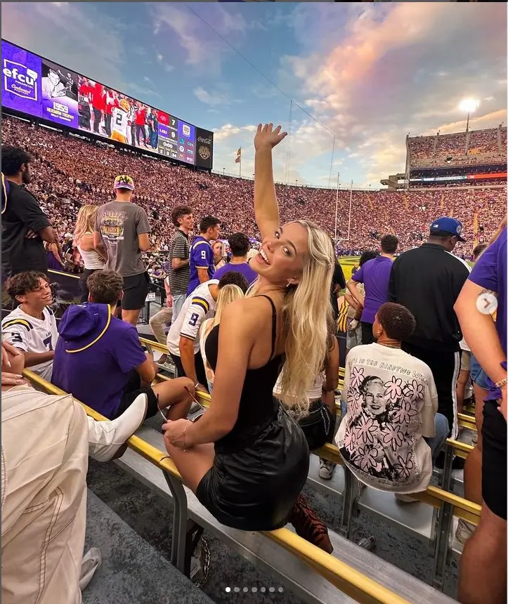 LSU gymnast Olivia Dunne was the center of attention at the LSU Tigers 44-21 victory over the Nicholls State Colonels this past Saturday.