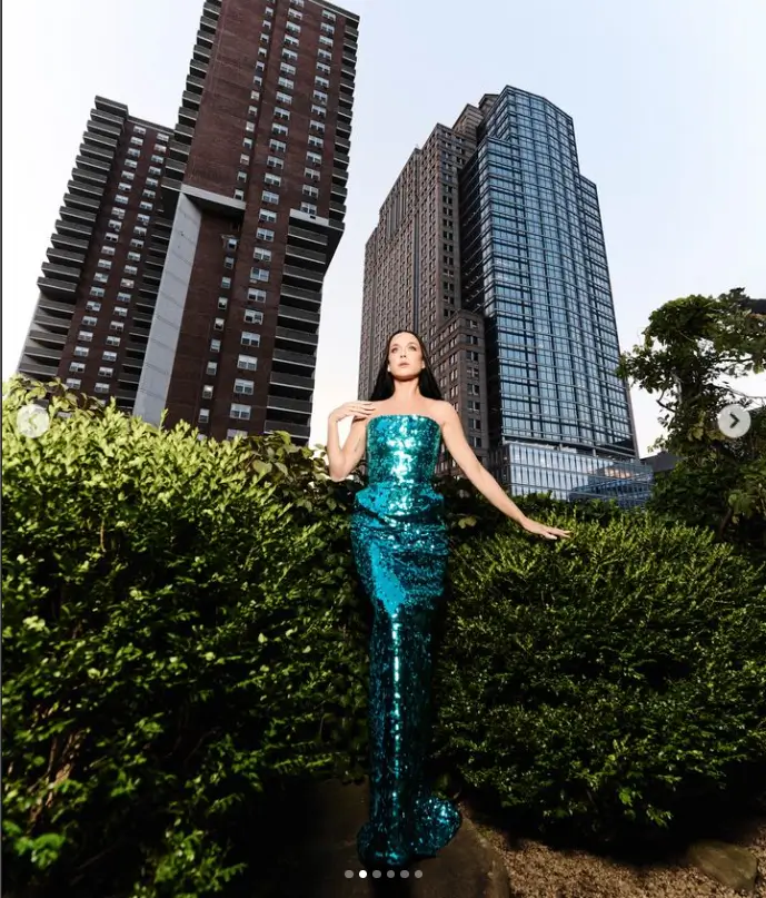 Katy Perry dazzled in a strapless, shimmering dress, her radiant smile illuminating the star-studded Caring for Women Dinner