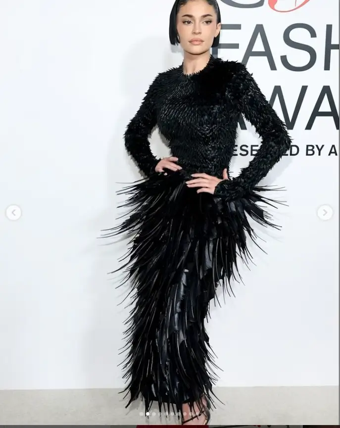 In a porcupine-inspired dress that is prickly and striking, Kylie Jenner leads glam at the CFDA Fashion Awards