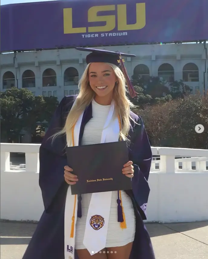 Olivia Dunne achieved a major milestone on Thursday as she graduated from Louisiana State University (LSU). This accomplishment is a testament to her hard work and dedication.