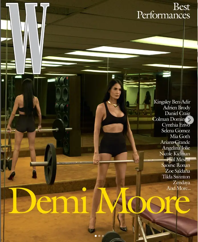 Demi Moore captured everyone's attention as she shared a photo of herself in gym mode, proudly showing off her W Magazine cover.