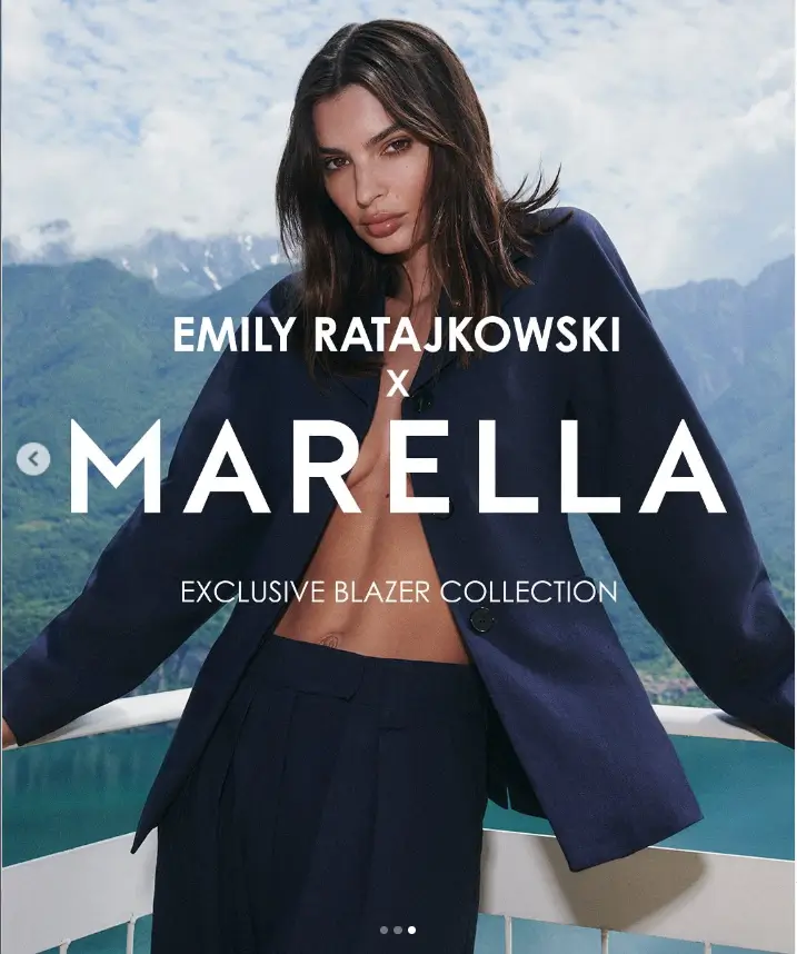 In the latest Marella campaign, Emily Ratajkowski showcases her impeccable modeling skills while wearing a variety of chic looks. From braless ensembles to open jacket finishes, she effortlessly exudes style and confidence.